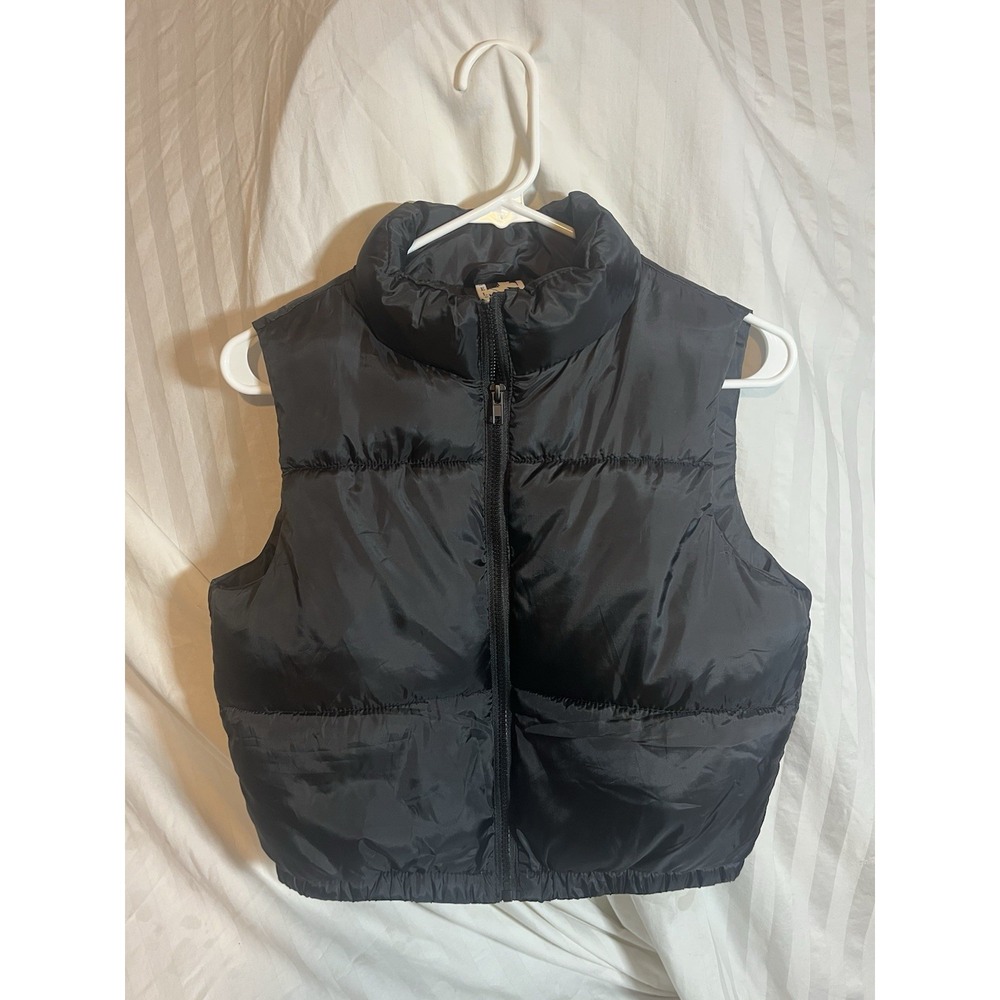 Self Esteem Kids Black Puffer Vest Sleeveless Quilted Zip Up Mock Neck Large